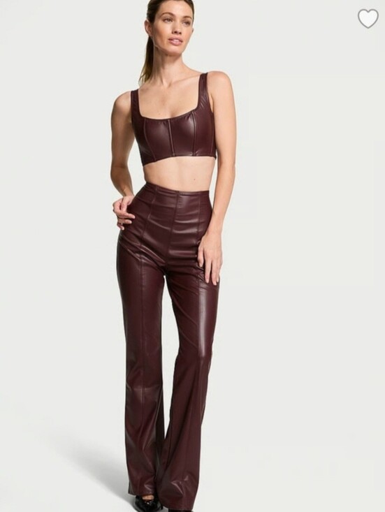 Victoria's Secret Denim - Victorias Sectet Two Pices Set High-waist Faux Lether Pants And Corset Bra